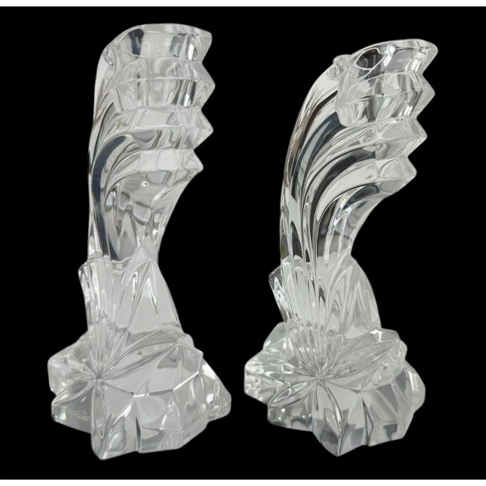 Lenox Fine Crystal Candlestick Holders Leaded Falling Star Set of 2 Germany 8